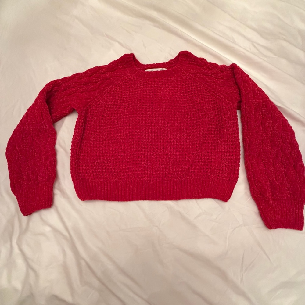 Altar'd State Red Cable‎ Knit Crewneck Sweater